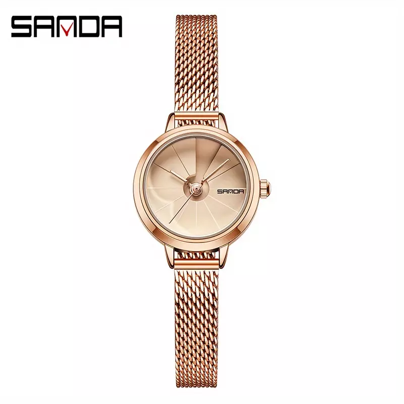 SANDA Women's Quartz Watch Business Leisure Analog WR Stainless Steel Wrist Watch For Daily Life-Rose M