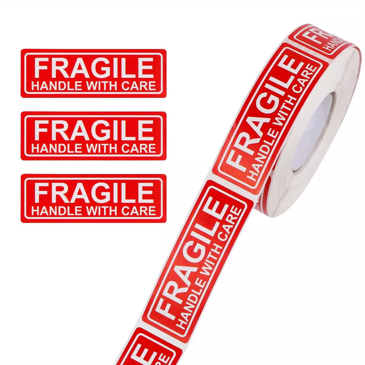 300pcs/Roll, 1 X 3 Inch Fragile Handle With Care Warning Stickers For Shipping And Packing Permanent Adhesive Labels