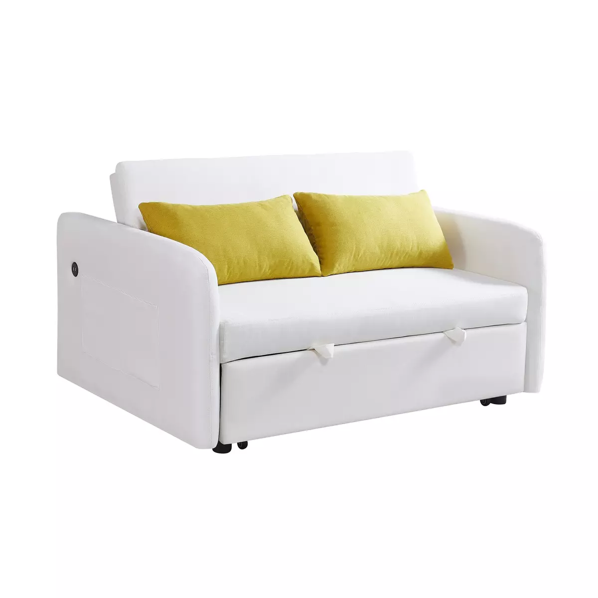 55" Modern Sleeper Sofa Bed, 3-in-1 Adjustable Velvet Pull Out Sofa Bed With USB Port, 2 Lumbar Pillows And Side Pocket, Convertible Sleeper Sofa Bed Loveseat Sofa Couch For Home Office-Gray