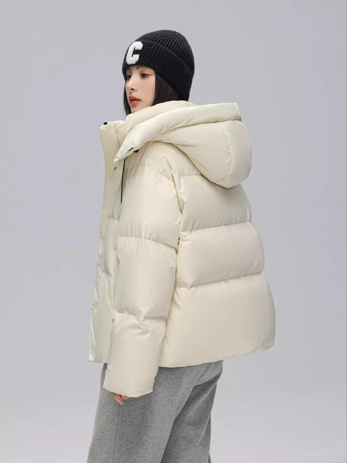 Simple Hooded Coat, Casual Zip Up Long Sleeve Winter Warm Outerwear, Women's Clothing-Black