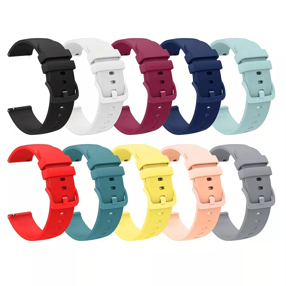 10pcs Silicone Watchband Compatible With Samsung Galaxy Watch 5/4/Gear S3/Watch 4/3/GT2-3 Pro, Sports Watch Replacement Bracelet Strap For Women Men-Black/white/purple/blue/green/red/pine Needle Green/pink/yellow/grey