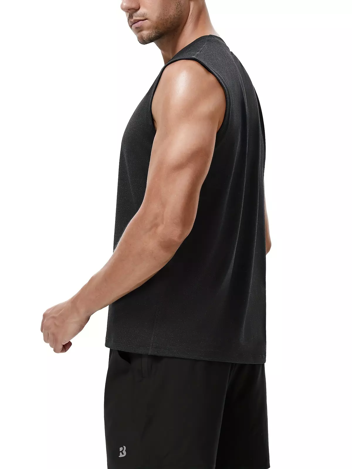 Roadbox Workout Sleeveless Shirts for Men Athletic Gym Basketball Quick Dry Muscle Tank Tops-Black+Medium Gray+Sea Blue