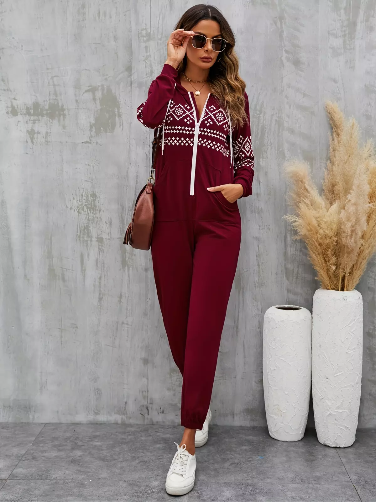 Zip Up Jumpsuits for Women, Casual Jumpers Long Sleeve Rompers Pajamas Onesie Loose Sleepwear with Pockets-Blue