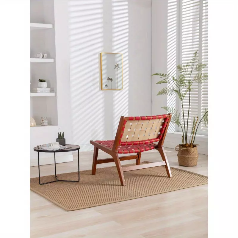 COOLMORE Solid Wood Frame Chair With White Faux Wool. Modern Accent Chair Lounge Chair for Living Room