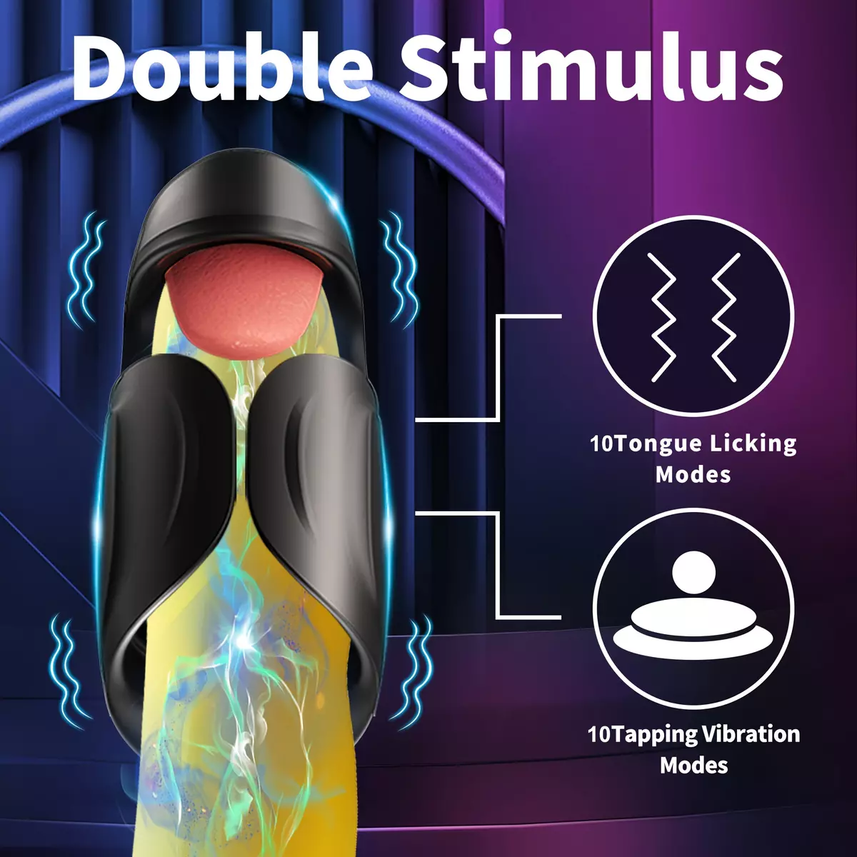One Male Masturbator, 10 Tongue Licks and 10 Percussion Vibrations - Male Exerciser - Male Workout Cup for Stimulation, Adult Sex Toys, Pleasure Toys for Men
