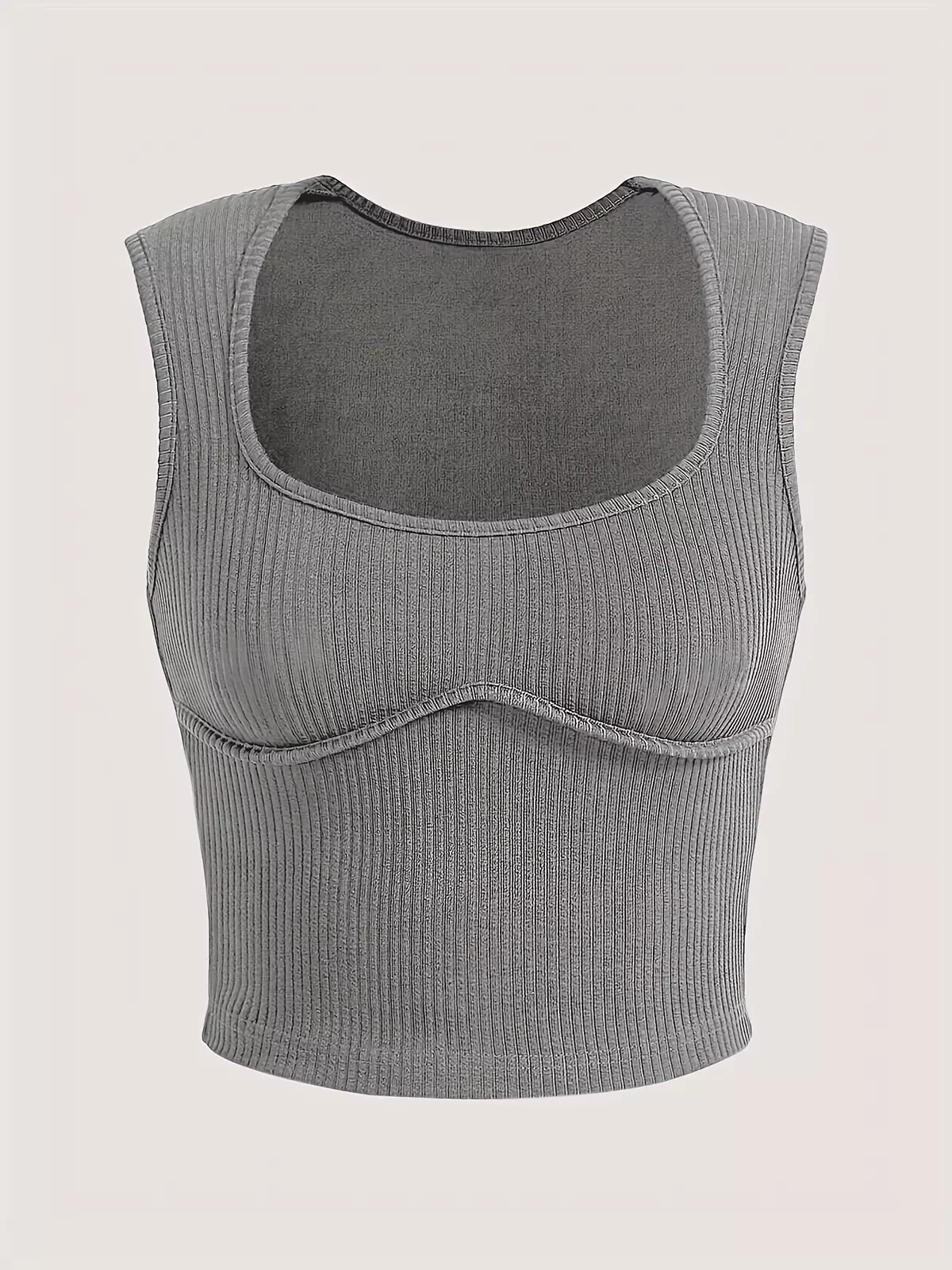 Ribbed Scoop Neck Tank Top, Casual Sleeveless Top For Summer, Women's Clothing