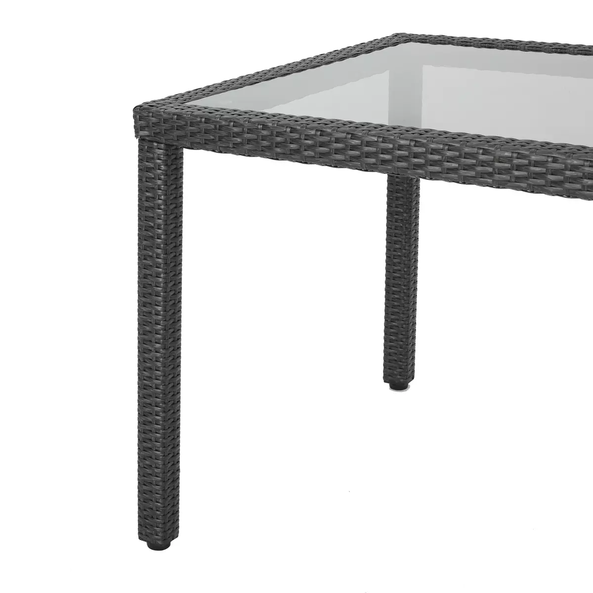 Outdoor Rectangle Wicker Tempered Glass Dining Table by - 68"W x 33.85"D x 29.52"H Grey