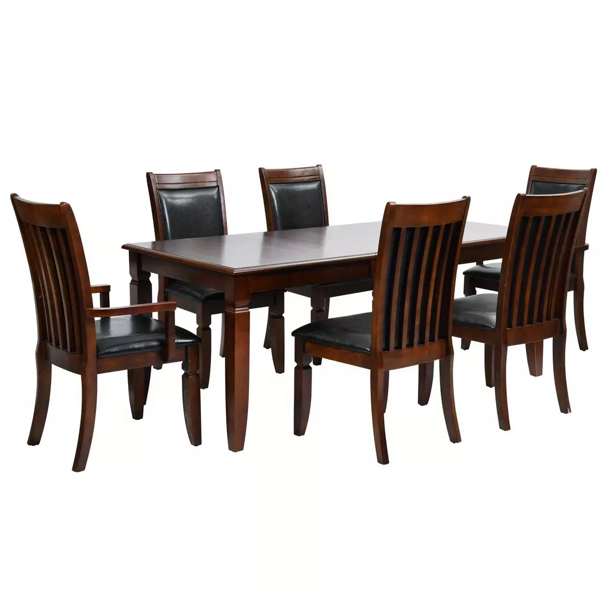 FurnitureR 77" Extendable Dining Table with Solid Wood Legs, Brown