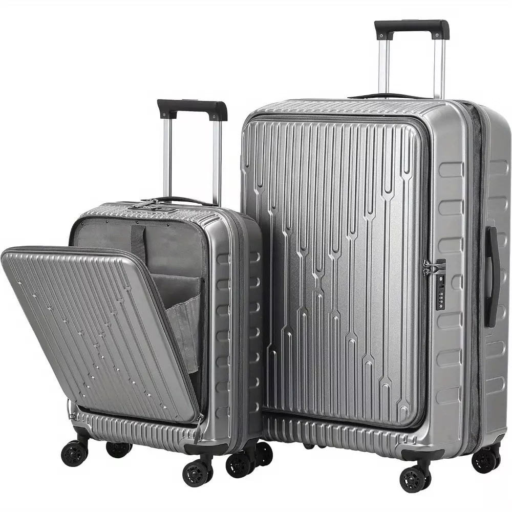 2 Pieces 20/29 Luggage Sets, 20 Inch Cabin Luggage With Front Pocket & 29 Inch Side Opening Suitcase, Lightweight Hardshell Suitcase Set