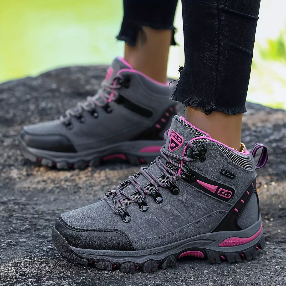 Women's Versatile Wear-resistant And Non-slip Hiking Shoes, Comfortable High Top Sport Shoes