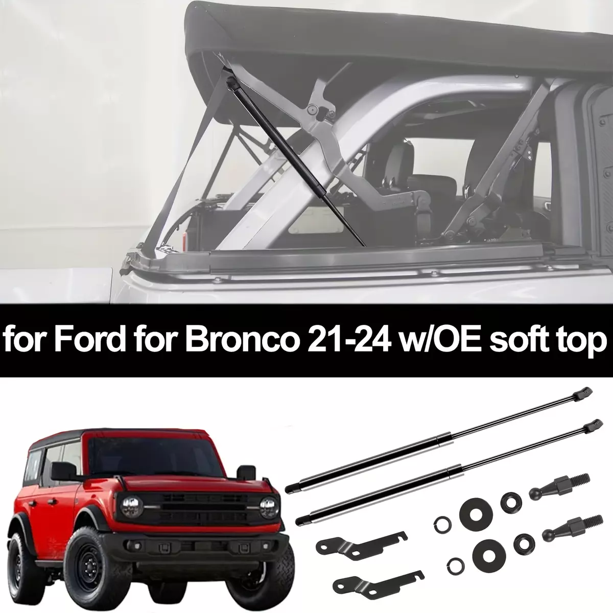 2pcs Lift Soft Top Assist Strut System For Ford Bronco 2021-2022 4 Door W/OEM Soft Top
