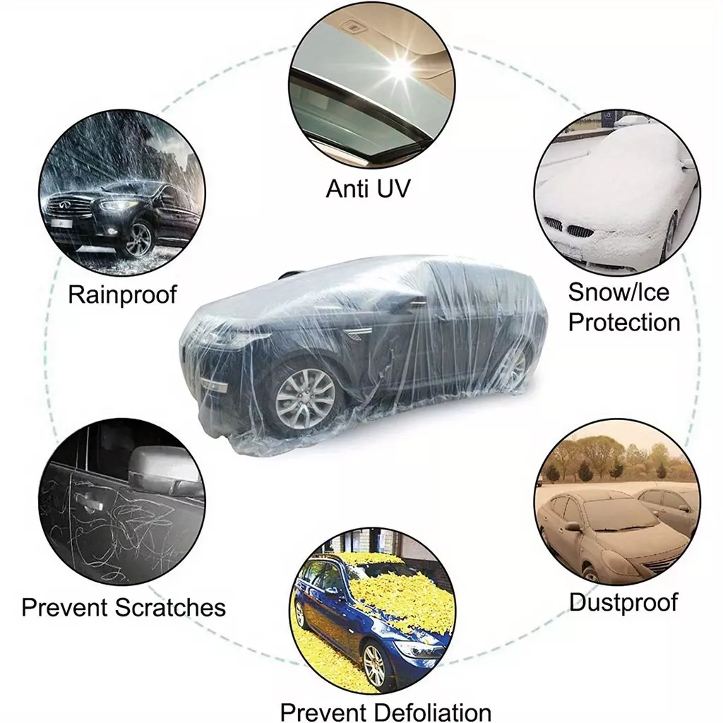 Clear Plastic Car Cover Withd Raw String