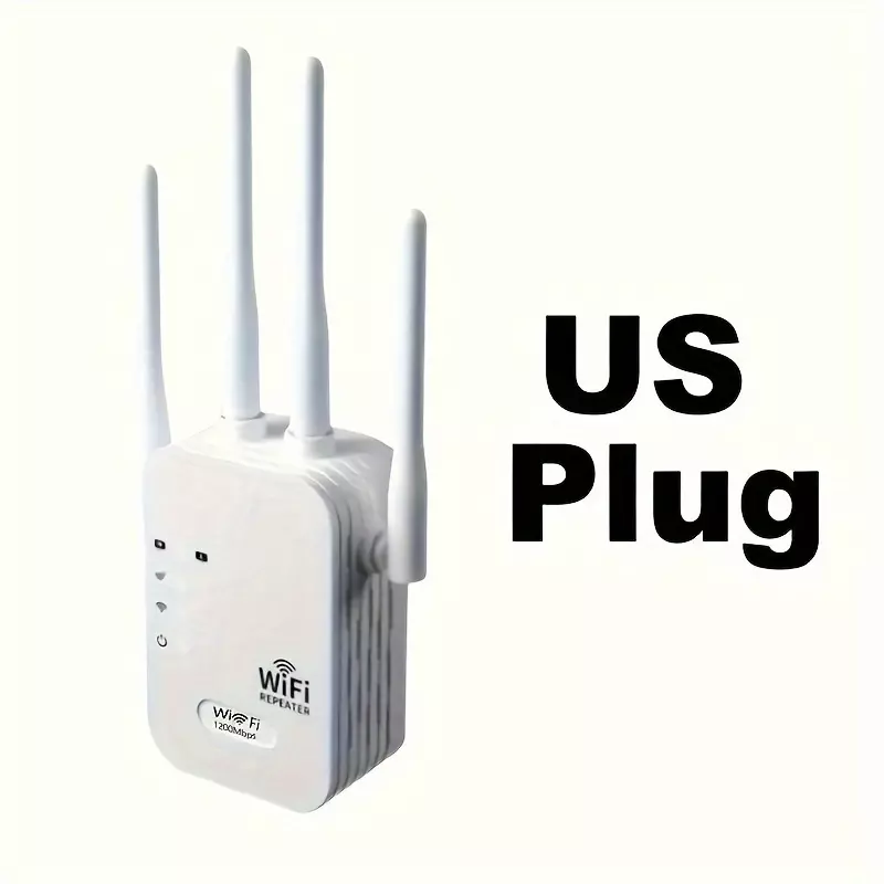 WiFi Extender 1200Mbps, Wireless Internet WiFi Repeater/Router Signal Booster Up to 10,000 Square Feet, Dual Band 2.4GHz and 5GHz, Strong WiFi Signal Penetrability, 9000sq.ft Coverage, Supports up to 35 Devices, 4 Modes, 1-Tap Setup, 4 Antennas, Ethernet Port Included