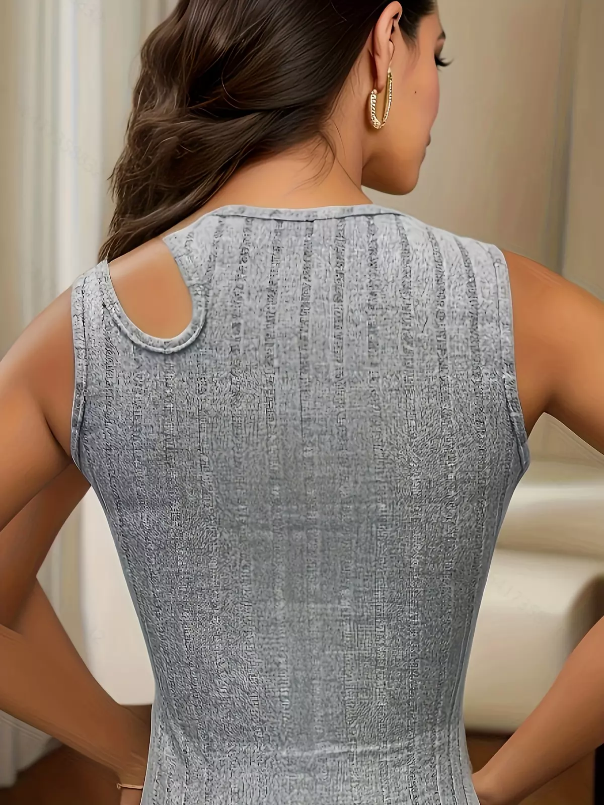 Solid Cut Out Tank Top, Casual Sleeveless Tank Top For Summer, Women's Clothing