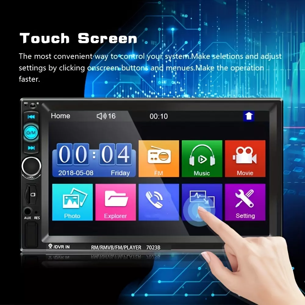 7-Inch HD Touch Screen Car Stereo Radio 2 Din Car MP5 Multimedia Player FM/USB/AUX RC SD Function with Steering Wheel Control Support Mirror Link