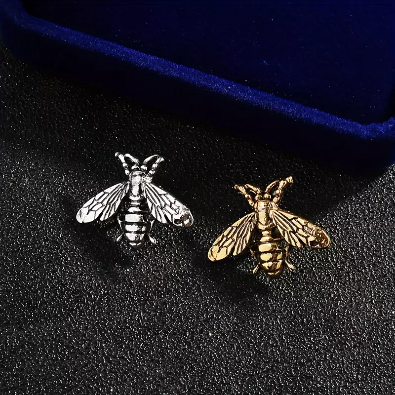 Men's Retro Bee Alloy Brooch, Collar Pin, Shirt Suit Accessories-Retro Silver